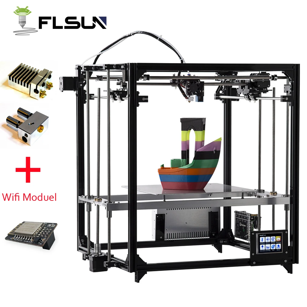 Модернизированный 3d принтер Flsun двойной экструдер большой размер печати 260*260*350 мм автоматическое выравнивание кровать с подогревом TFT Wifi - Цвет: Touch Dual E wifi