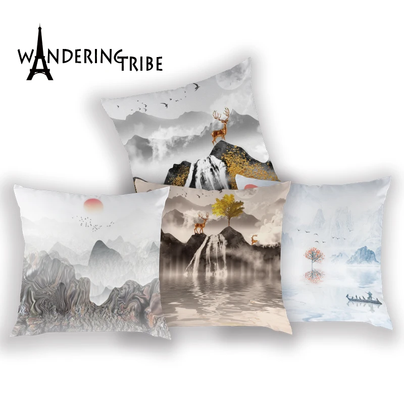 Ландшафтная подушка чехол для дома декоративные подушки пейзажной живописи