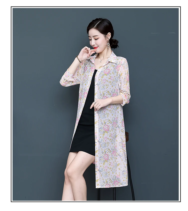 TingYiLi Women Printed Kimono Cardigan Summer Button Up Long Sleeve Boho Shirt Long Floral Chiffon Blouse Top Ladies Plus Size womens shirts and blouses