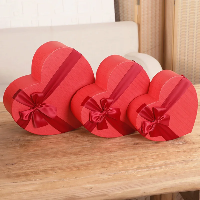 

1/3/Pcs Red Heart Shape Gift Box Packaging Boxes Gift Packaging Bow-knot Gift Box Paper Present Boxes Party Valentine's Day