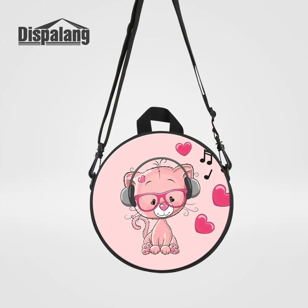 

Dispalang Girl Cute Crossbody Bags Handbag Cartoon Pig Fox Owl Animal Printing Mini Messenger Bag Women's Travel Round Circular