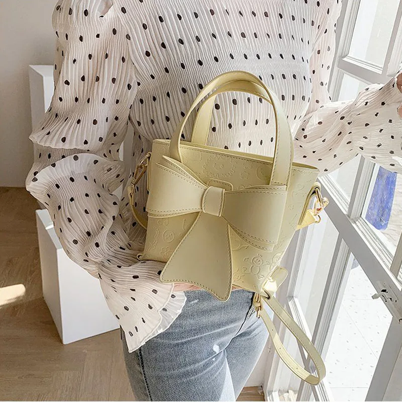 

2021 new fashion printed pattern handbags ladies designer bags bowknot PU leather messenger bag Sac A Main Femme zipper shoulder