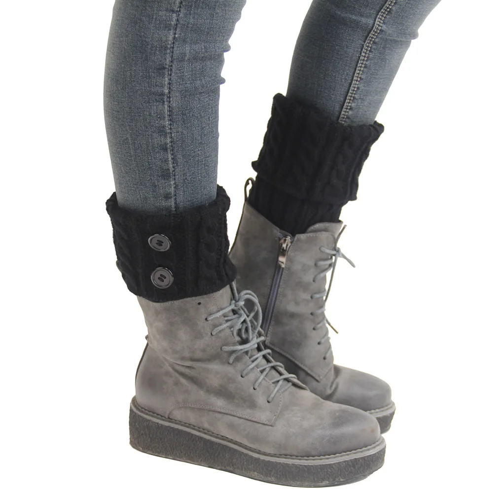 1 Pair Women Short Button Crochet Leg Warmers Winter Fall Knit Boot Cuffs Socks Boot Warmers Boot Toppers Gaiters