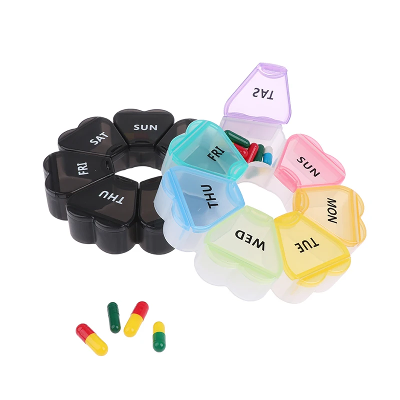

Вращающийся на неделю контейнер для таблеток, разделитель для хранения таблеток, органайзер для лекарств, контейнер для таблеток на 7 дней д...