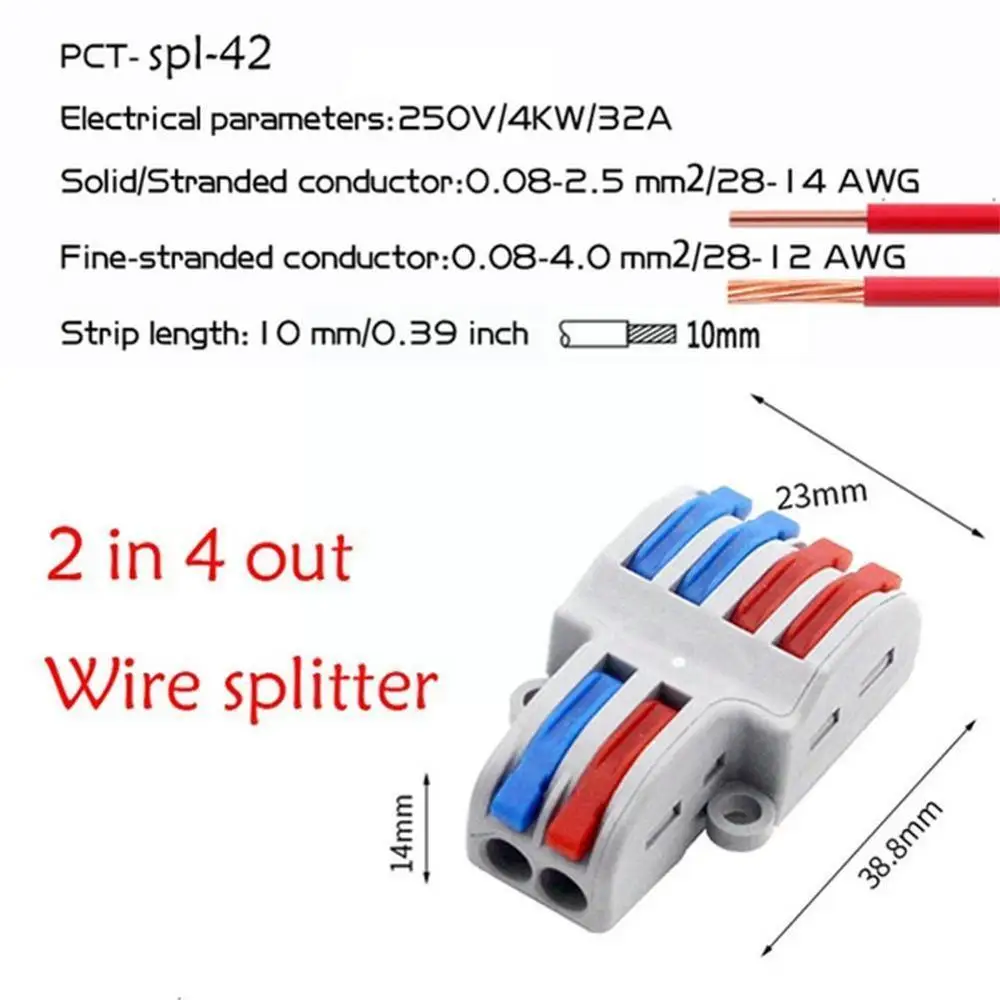 

New Type Wire Connector 2 In 4/6 Out Wire Splitter O6H1 Electrico Terminal Splicing Compact Conector Block Wiring V0P7