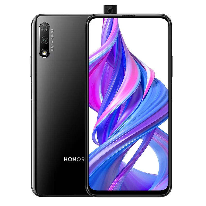 Black Honor 9X Global rom, 4 ГБ, 64 ГБ, 128 ГБ, 48 МП, две камеры, GPU Kirin 810, четыре ядра, 6,59 дюймов, FHD, полный экран, мобильный телефон, смартфон - Цвет: Black