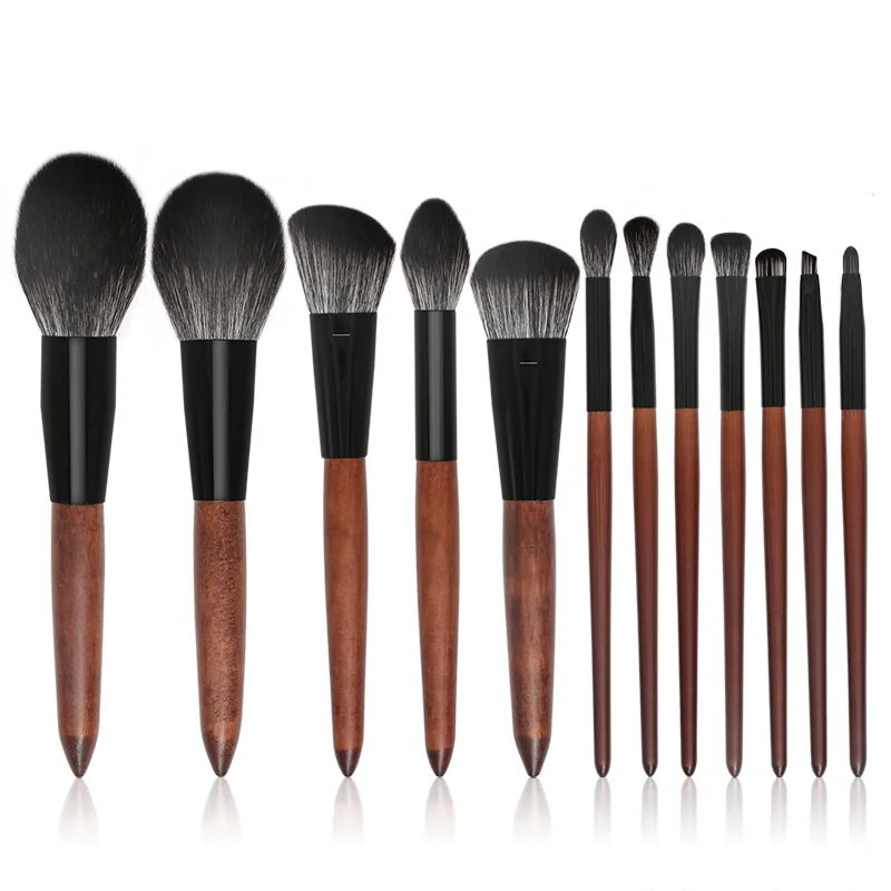 

12pcs High Quality Wood Handle Makeup Brush Set Foundation Powder Blending Shadow Bend Eye Liner Base Cosmetic Brushes Maquiagem