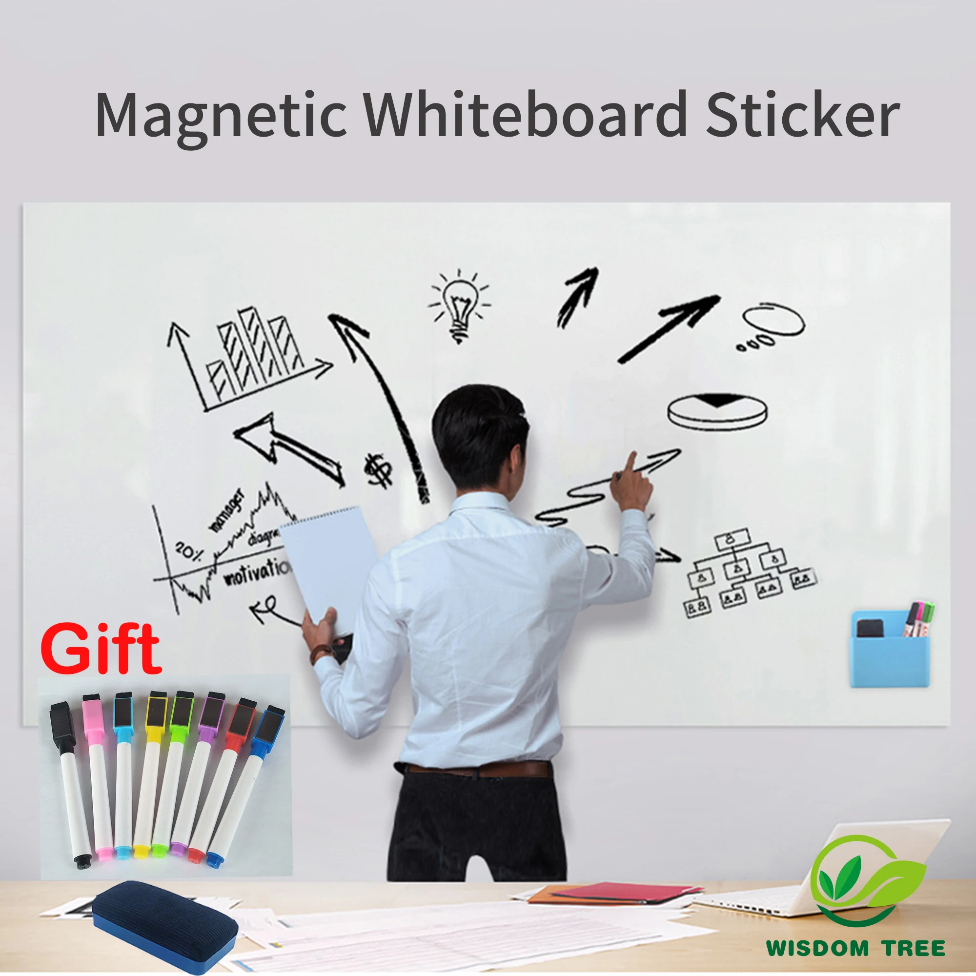 Whiteboard Soft Magnetic Wall Sticker Erasable Memo Message Drawing Board for Home Office School Teaching Bulletin Board