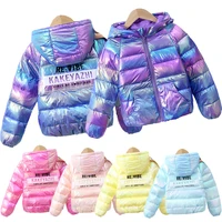 autumn children solid coat boys trendy cotton clothes girls shiny hooded outerwear kids casual warm jacket kids winter clothes