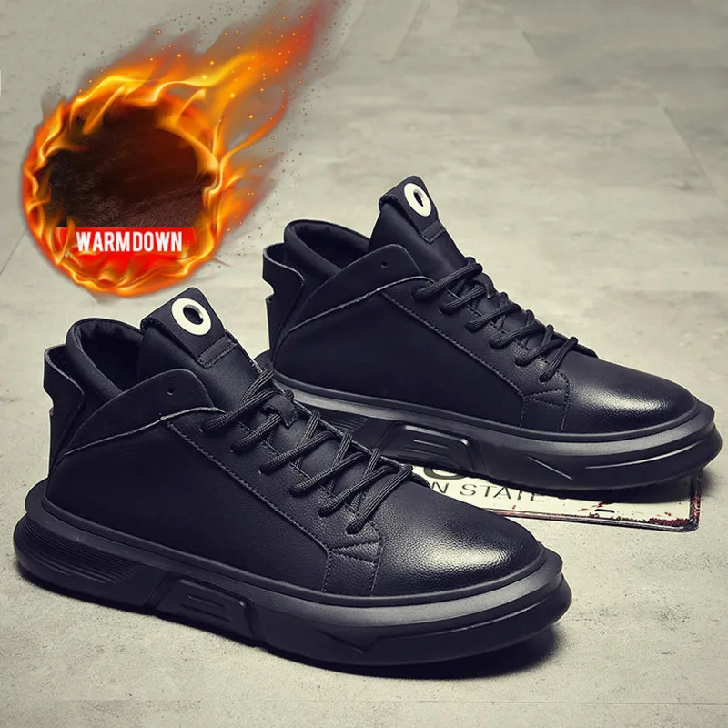 Мужские ботинки в стиле милитари OSCO черные на шнуровке с круглым носком зимние