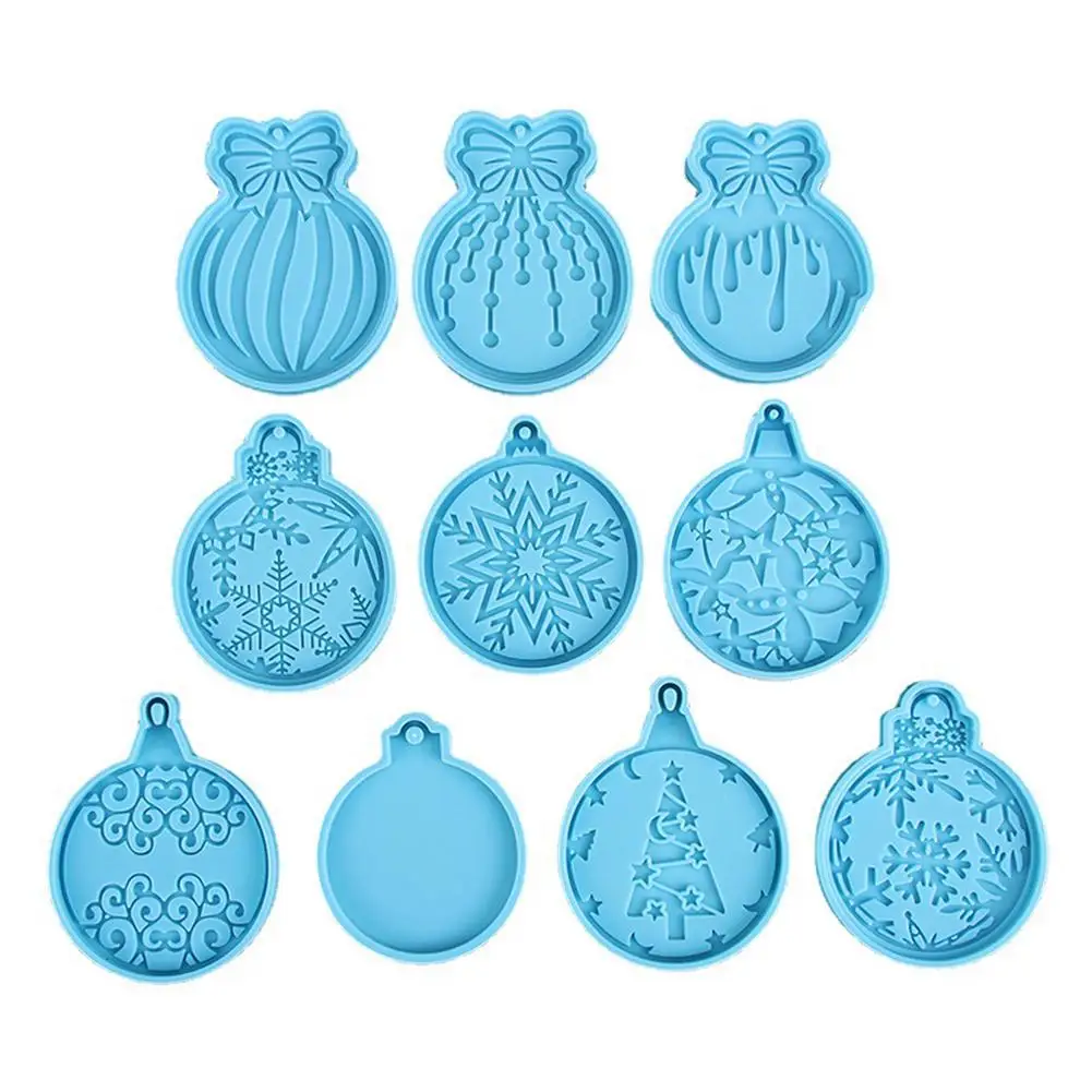 

Christmas Resin Silicone Molds Set Kit Christmas Ornament Mold Key Chain Pendant Decoration Molds With Hole For Christmas Home D