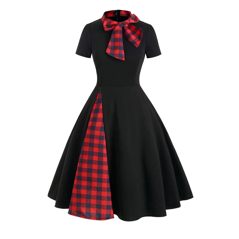 Sisjuly женское винтажное платье 1950 s Хепберн стиль бант воротник а силуэт Ретро в