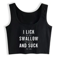 crop top women lick swallow suck alcohol tequila celebration gothic harajuku grunge emo tank top female clothes