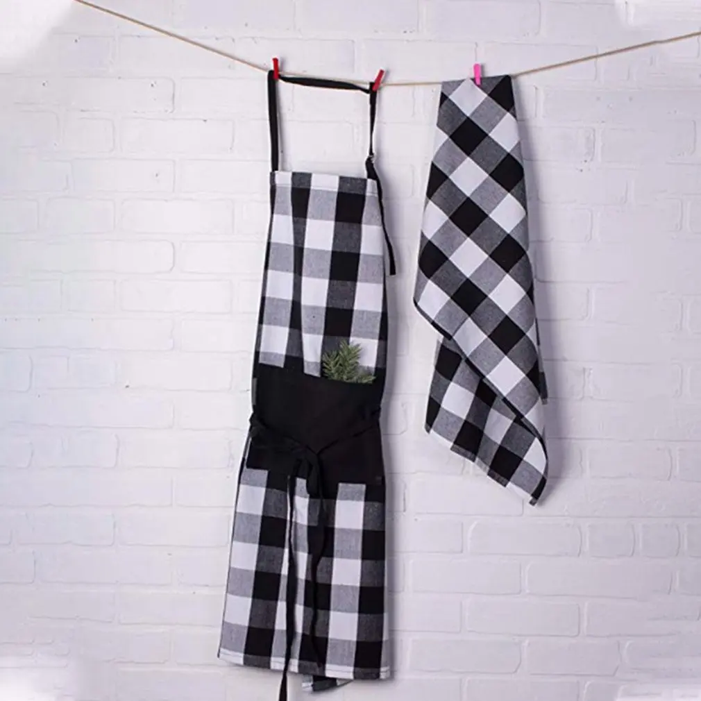 

Plaid Apron Hanging Neck Kitchen Waterproof Oil-Proof And Antifouling Restaurant Apron Sleeveless Apron
