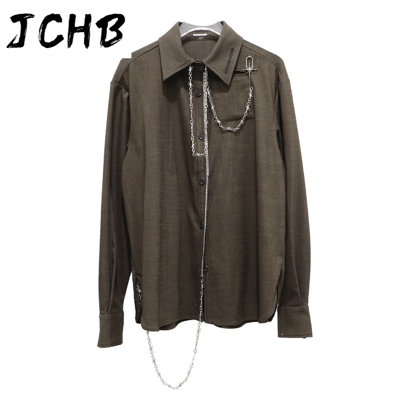 

JCHB 2021 New Autumn And Winter Fashion Casual Loose Chain Long Sleeve Loose Personality Street Wear Top Shirt Woman SG882