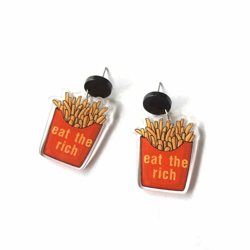 

Funny Fries Food Motifs Acrylic Colorful Transparent Earrings for Women Cute Letter Exaggerated 90s Y2k Harajuku Girl Earring