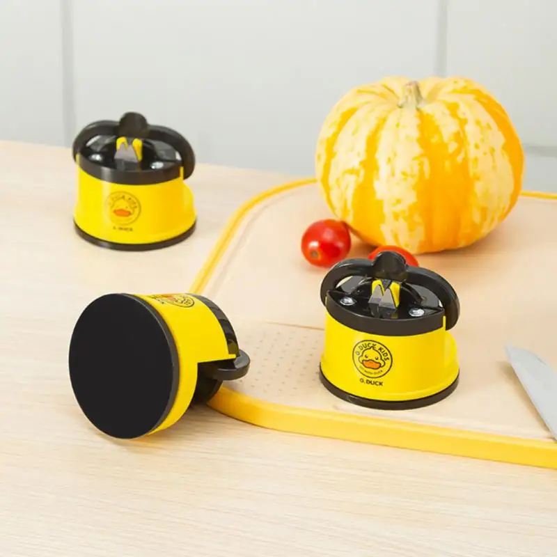 Mini Yellow Duck Suction Cup Sharpener Small Tungsten Steel Double-sided Grindstone Kitchen Tools New | Дом и сад