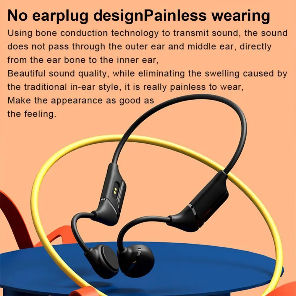

V12 Sports Headphone HiFi Sound Effect Low Power Consumption Ergonomic Bone Conduction Bluetooth-compatible Earphone for Running