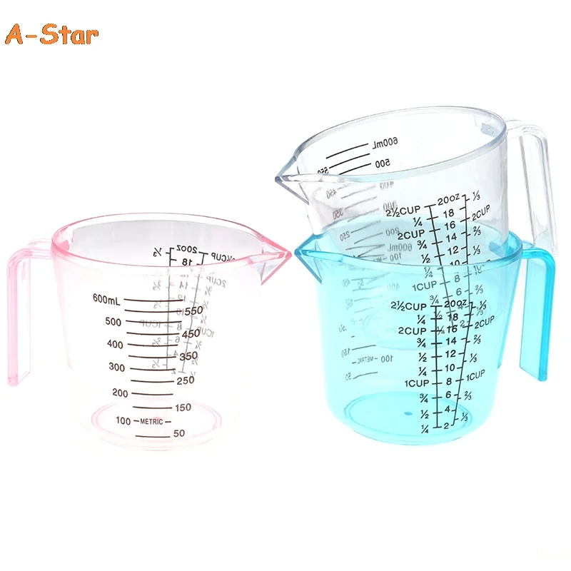 

Plastic 600ml Measuring Cup Pour Spout Clear Scale Show Mug 12.5*10.6cm Suitable For Cooking And Cakes
