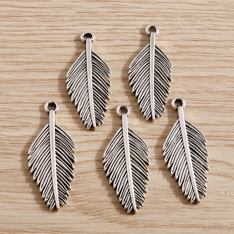 

10pcs 13*31mm Vintage Silver Color Alloy Tree Leaf Charms for Jewelry Making Drop Earrings Pendants Necklaces DIY Craft Supplies