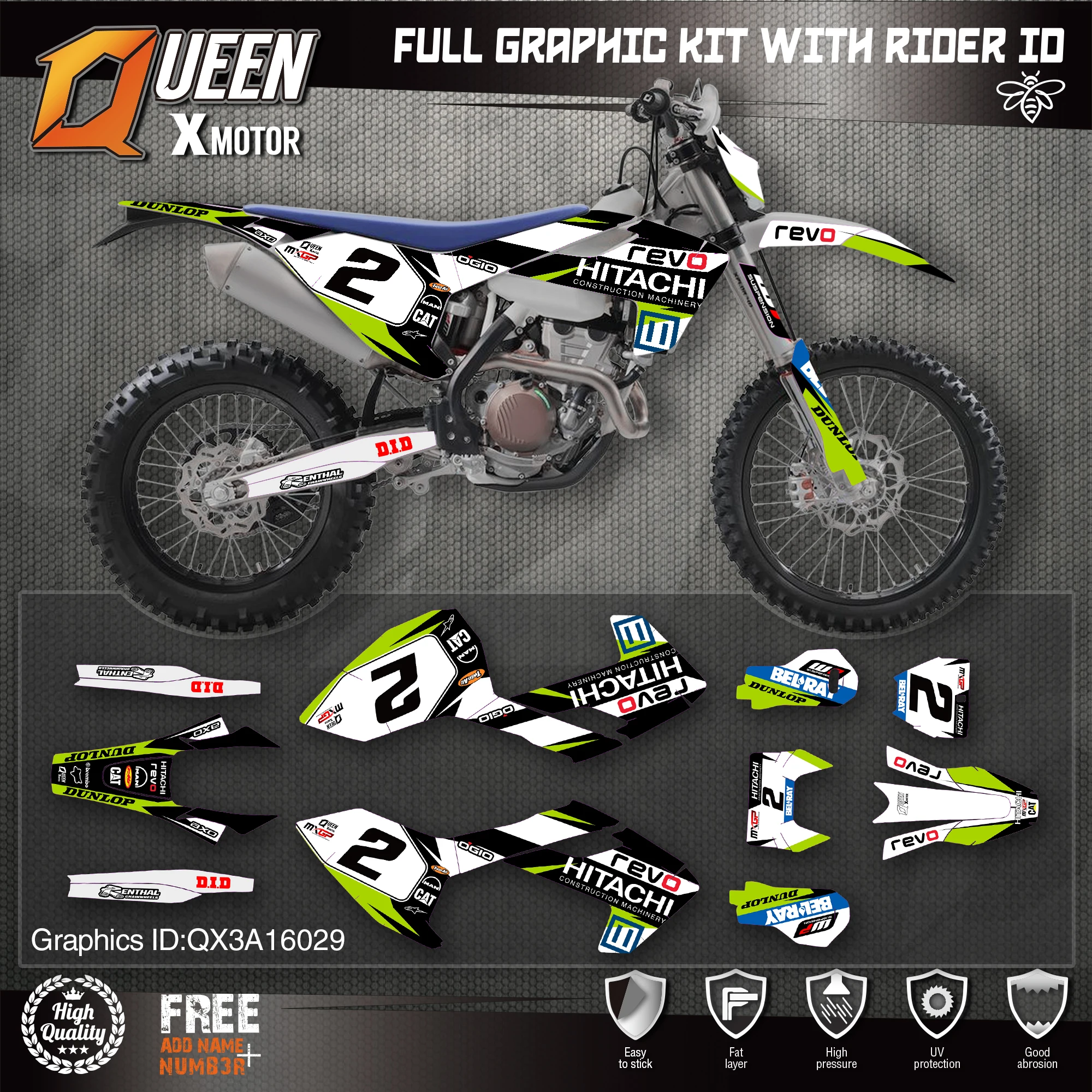 QUEEN X MOTOR Custom Team графические наклейки Набор наклеек для Husqvarna Decal 2016-18 TC FC TX FX FS 17-19 TE FE