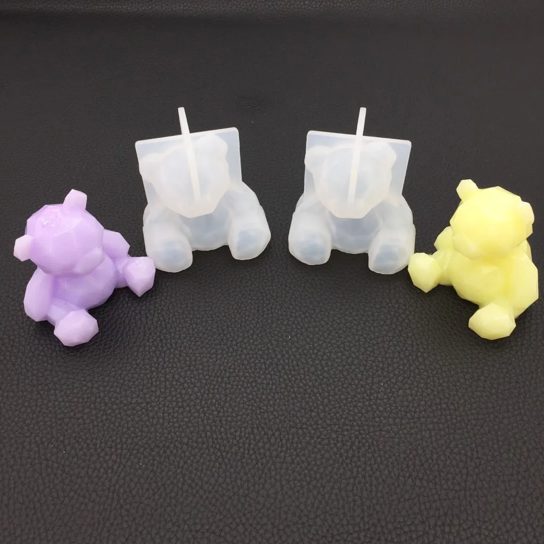 

3D Geometric Bear DIY Crystal Epoxy Resin Slicone Mold For Resin Candle Gypsum Aromatherapy Stone Fondant Cake Decoration