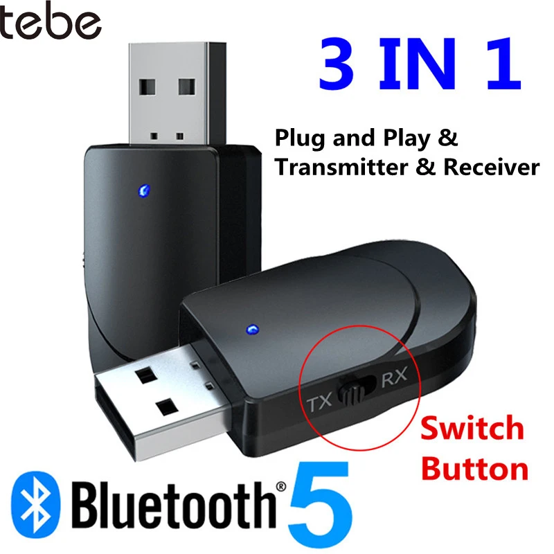 TebeUSB Bluetooth 5 0 аудио приемник передатчик 3 в 1 Беспроводной мм Aux стерео адаптер для
