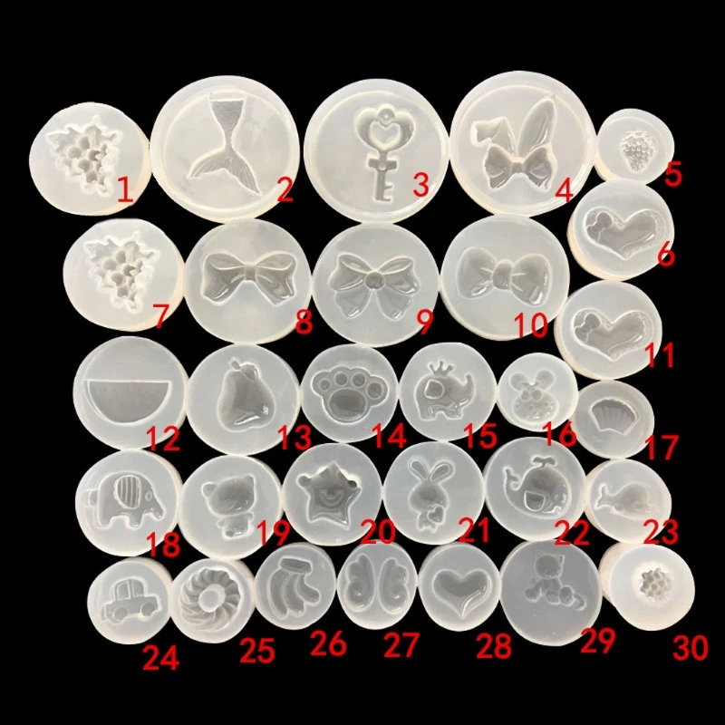 

30Pc DIY Cute Animals Fruits Pendant Epoxy Resin Casting Mold Kit Art Craft Tool X7YA