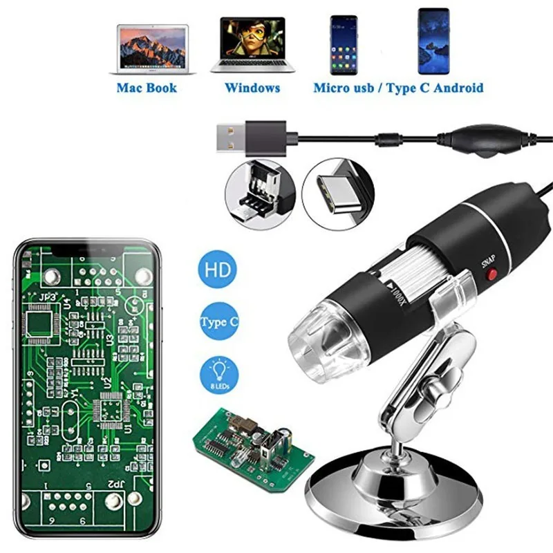 WiFi Electron Kid Microscope Prostoremer 1000X 2megapixels 1000x Video Magnification 8 LED Light Handheld Mini Camera Endoscope