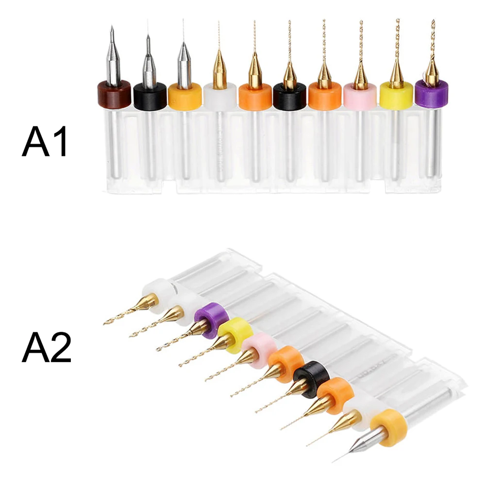 

10pcs/set 0.1-1.0mm 0.3-1.2mm Titanium Coated Tungsten Carbide Micro PCB Drill Professional Bits Set for PCB Circuit Board