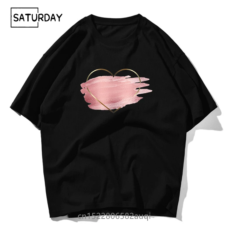 

Simple Heart Painting Casual Men/Women 100% Cotton T-shirt Tshirt 2021 New Chic Girl's Summer Short Sleeve Tops Streetwear Tees