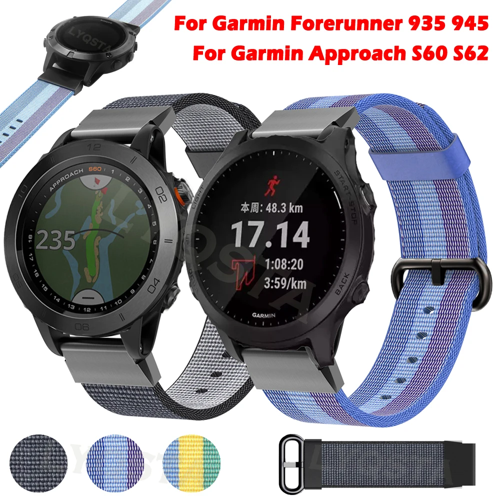 

22mm Nylon Smart Watch Band Wrist Straps For Garmin Fenix 5 Forerunner 935 945 Approach S60 S62 Quick Release Bracelet Correa
