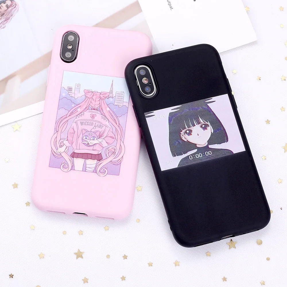 For 11 Pro 8 8Plus X XR 7 7Plus XS Max 6 6S 5 SE Harajuku Sailor Moon Summer Girl Candy Silicone Soft Phone Case Coque Funda