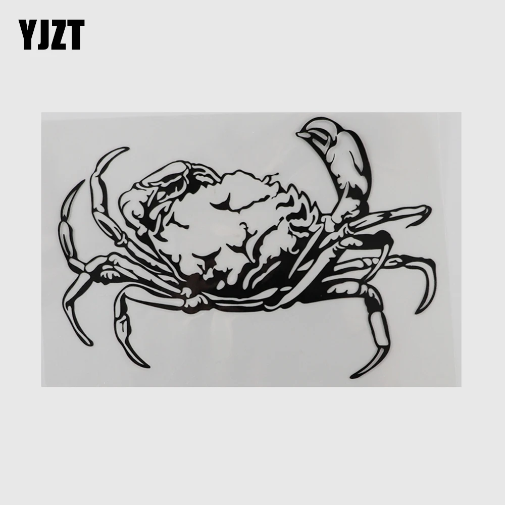 

YJZT, 16,2 см × 11,2 см, морские животные, наклейка на бампер, краб, виниловые черные/серебряные автомобильные наклейки 13D-0827