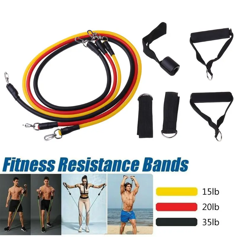 

Resistance Band Set 3 Stackable Exercise Bands (10lb,20lb,30lb) with Ankle Strap G99D