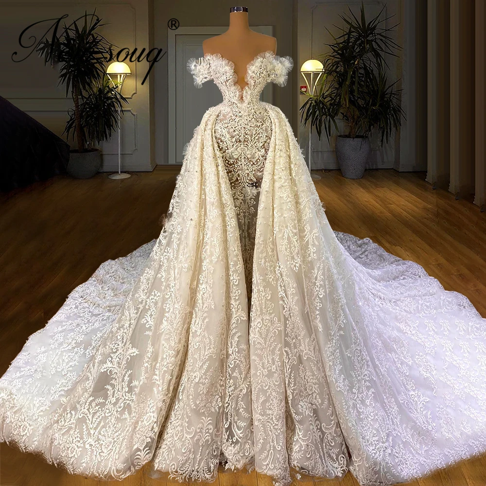 

Middle East Off The Shoulder Bride Dress Arabic Wedding Dresses With Saudi Arabia 2021 Robe De Mariee Beading Lace Bridal Gowns