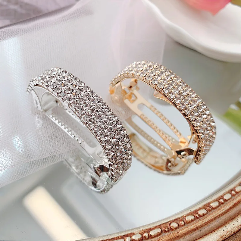 

Fashion Shiny Crystal Spring Hair Clip for Women Strong Alloy Barrettes Ponytail Tail Holder Hair Accessories
