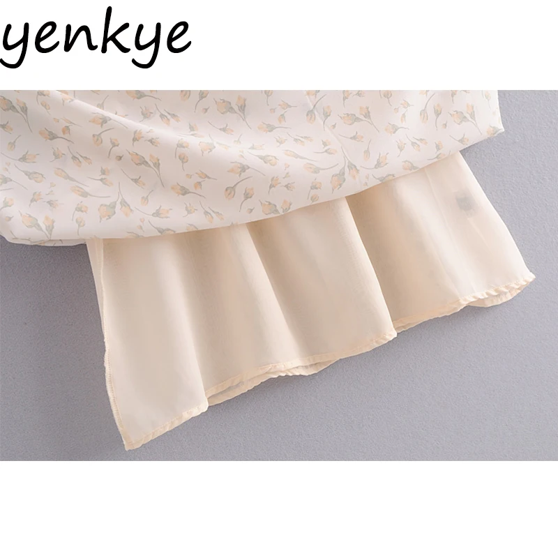 

Elegant Women Vintage Floral Print Chiffon Dress Short Sleeve Square Neck Elastic Waist A-line Long Dress Sweet Summer vestido