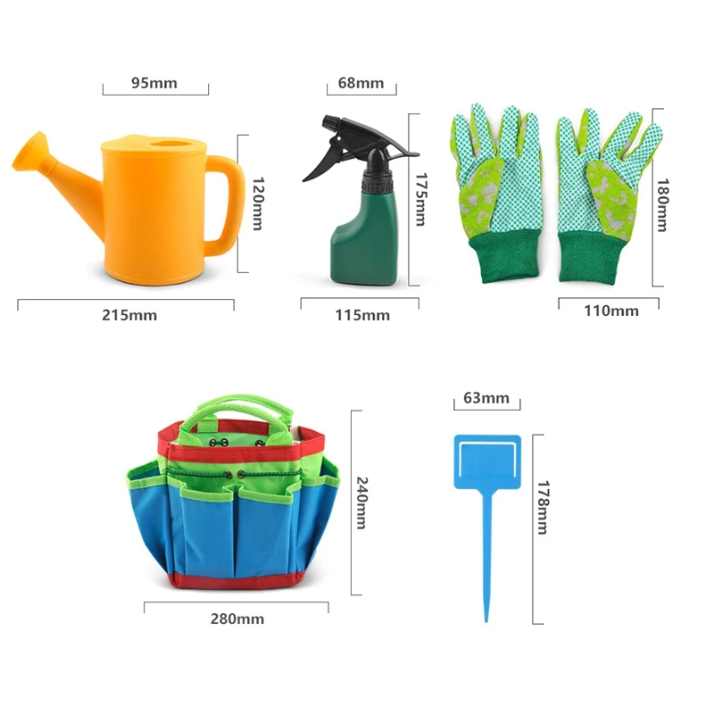 9Pcs Kids Gardening Tool Sets Children Garden Digging Sand Playing Kit STEM Educational Toys For 3-7 Year Olds |