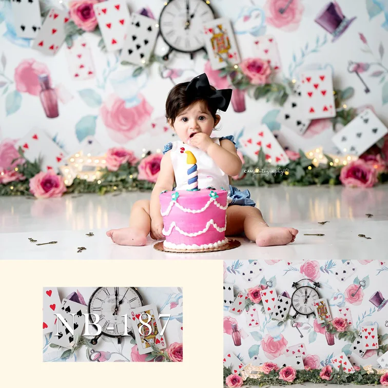 

Фон для фотосъемки новорожденных малышей Avezano портрет игральные карты розовый торт вечеринка в честь рождения ребенка цветы Фотостудия