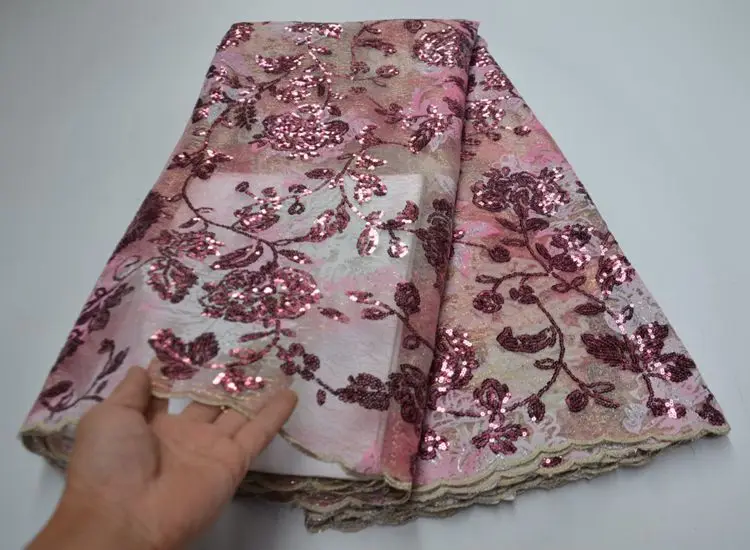 

2020 New Design Of French Sequined Net Lace Fabric For Wedding AG6360
