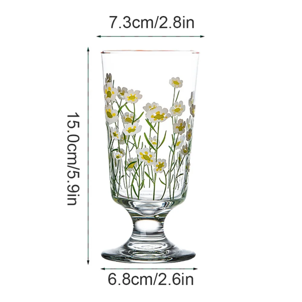 

Retro Beverage Cups Daisy Glass Stemware Pastoral Style Milk Cup Fruit Juice Cup (200-300ml)