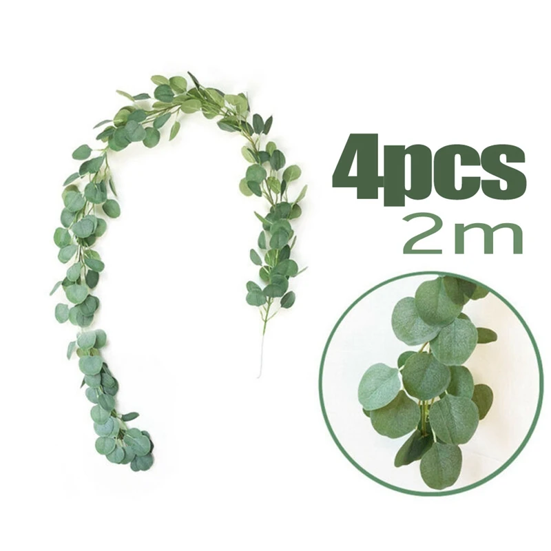 4 шт. искусственная лоза симуляция венка эвкалипта круглые листья свадебный