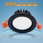 IP65 водонепроницаемый внутренний светодиодный встраиваемый светильник круглый черныйбелый Потолочный светильник 5 Вт 9 Вт 15 Вт Светодиодная точечная лампа Ванная комната балкон освещение