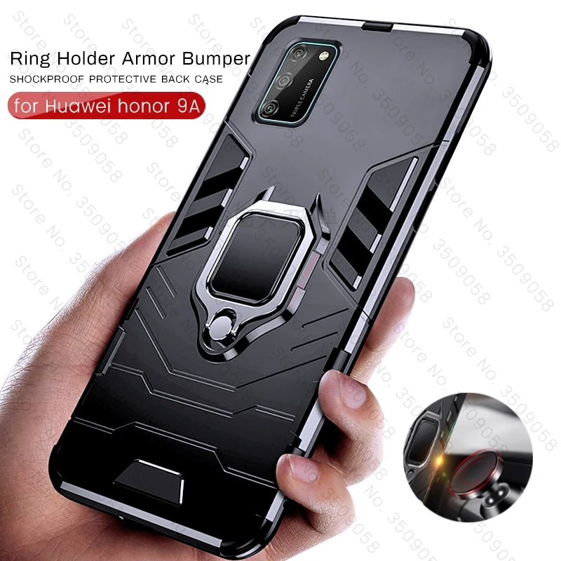 Чехол для Honor 9 A с кольцом держателем армированный бампер задняя крышка Huawei 9A MOA LX9H