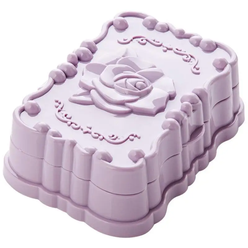 

Bathroom Soap Box with Lid Creative Rose Carving Travel Portable Soap Box Small Box with Lid Drain Shelf Household Goods