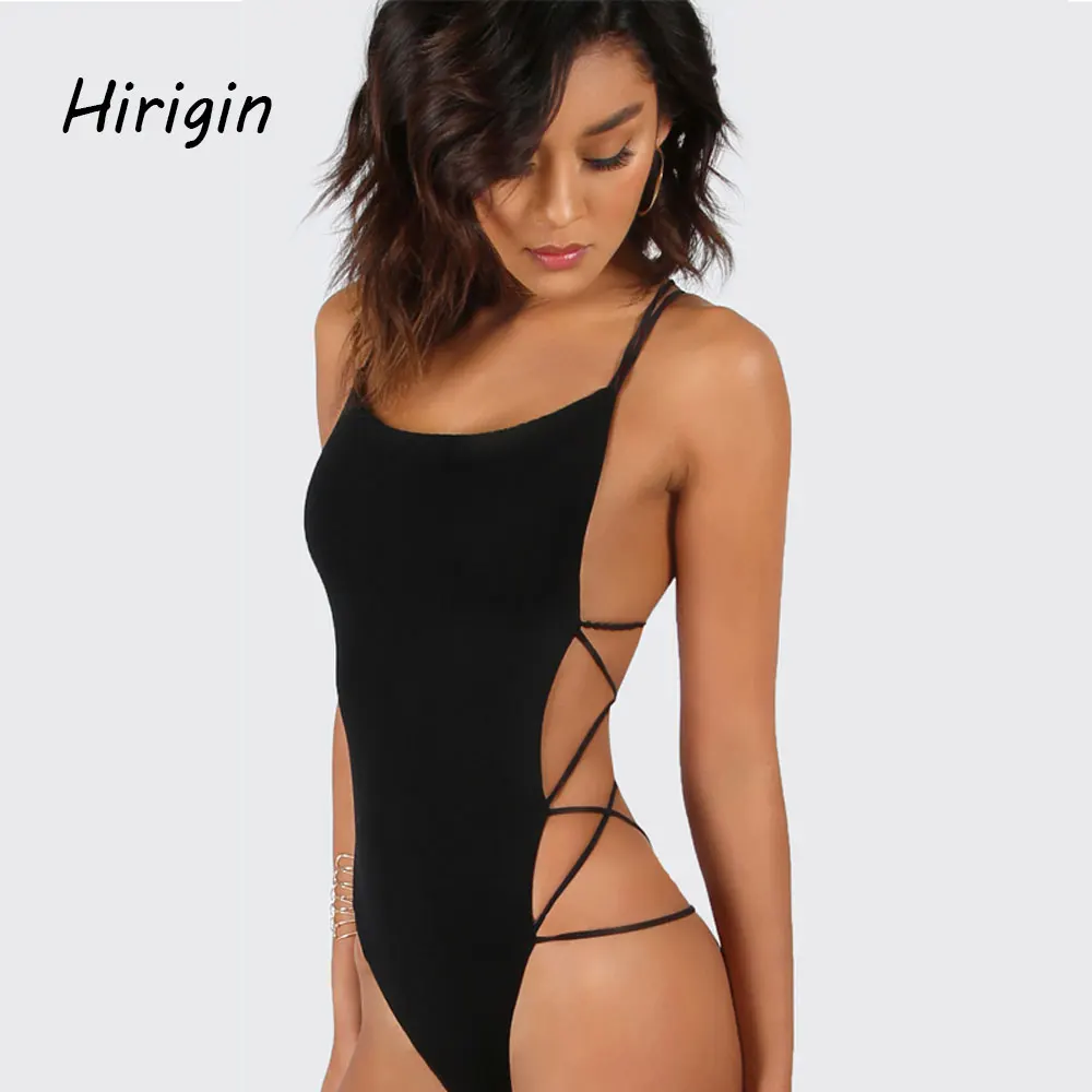 

Summer Women Polyester Sexy 2022 Spring Fashion Casual Backless Spaghetti Strap Black Bodysuit Body For Women Short Jumpsuit