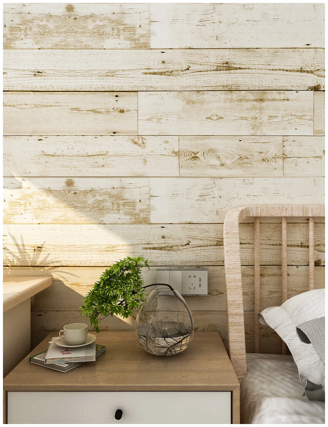 

Peel and Stick Simple pvc self-adhesive wood grain wallpaper waterproof log color sticker vertical plank wood wallpaper