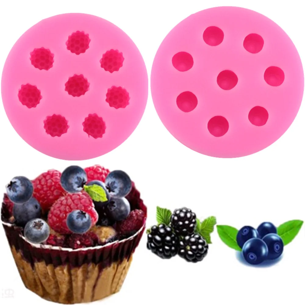 

4 Pcs Silicone Mold 8-compartment Blueberry and Mulberry Shaped Cake Decorating Tool Dessert Chocolate Fondant Mold )
