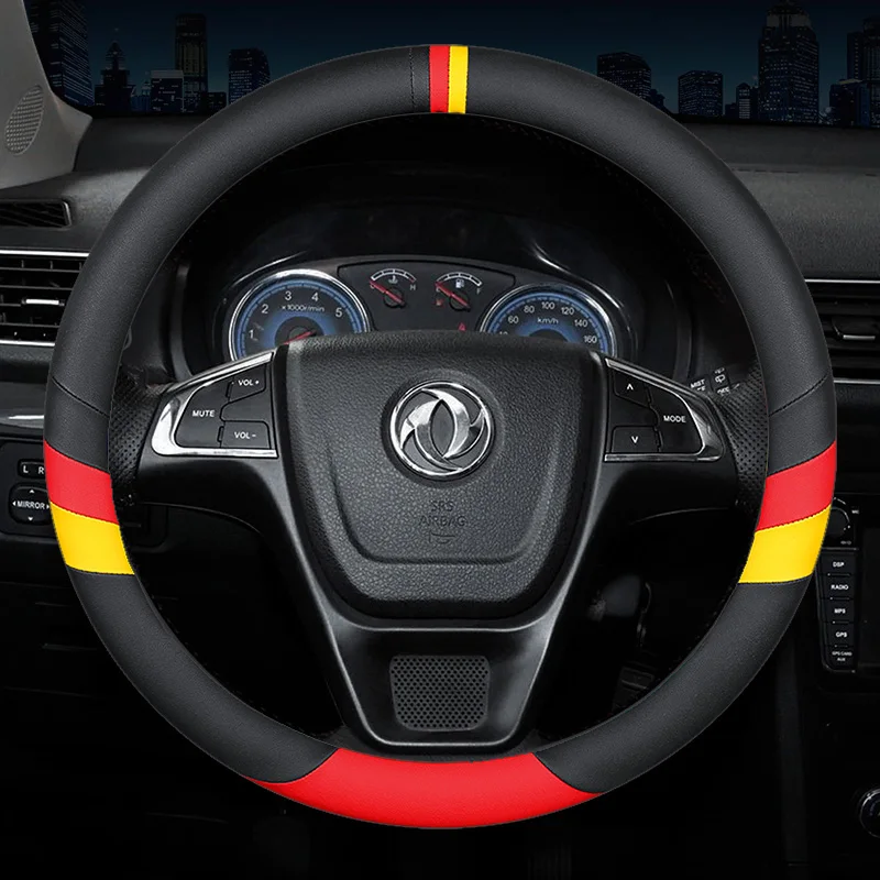 

New For DongFeng DFSK Fashion Sports 3-Lines Leather Car Steering Wheel Cover For 560 580 330 370 360 ix5 AX4 AX5 AX6 AX7 A60